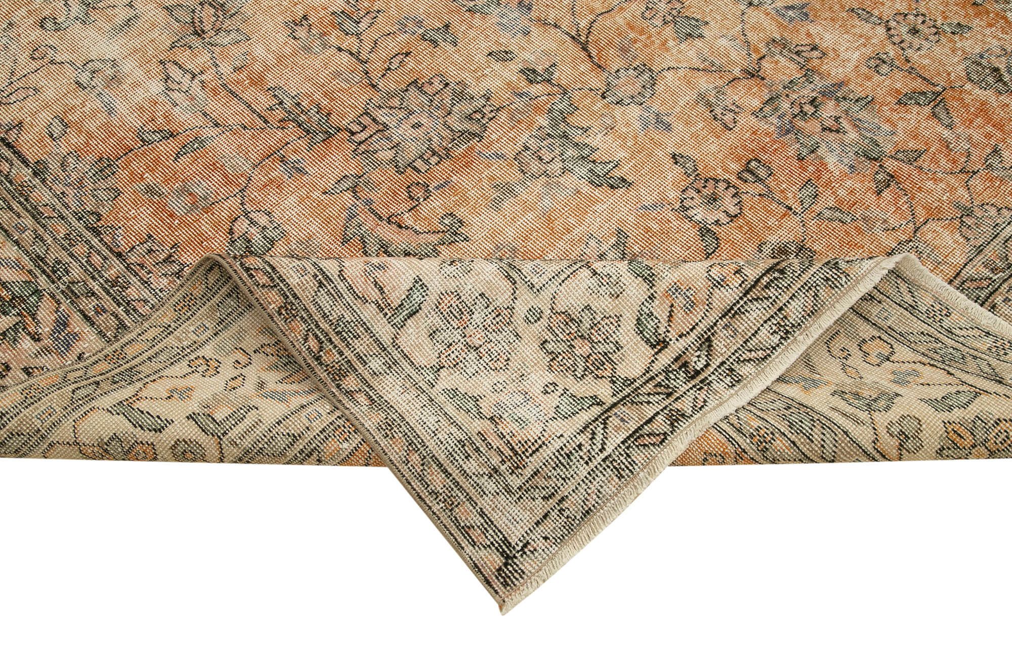 Handmade Vintage Area Rug – Turkish Cotton Wool 7x11 Neutral Beige Carpet
