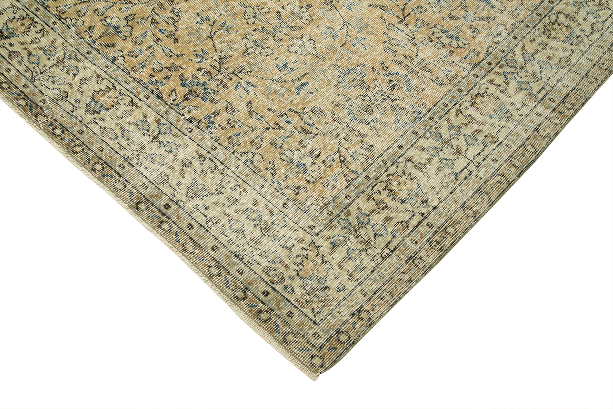 Handmade Wool Area Rug – Vintage Cotton Rug, Beige Wool Carpet 6'9''x9'9''