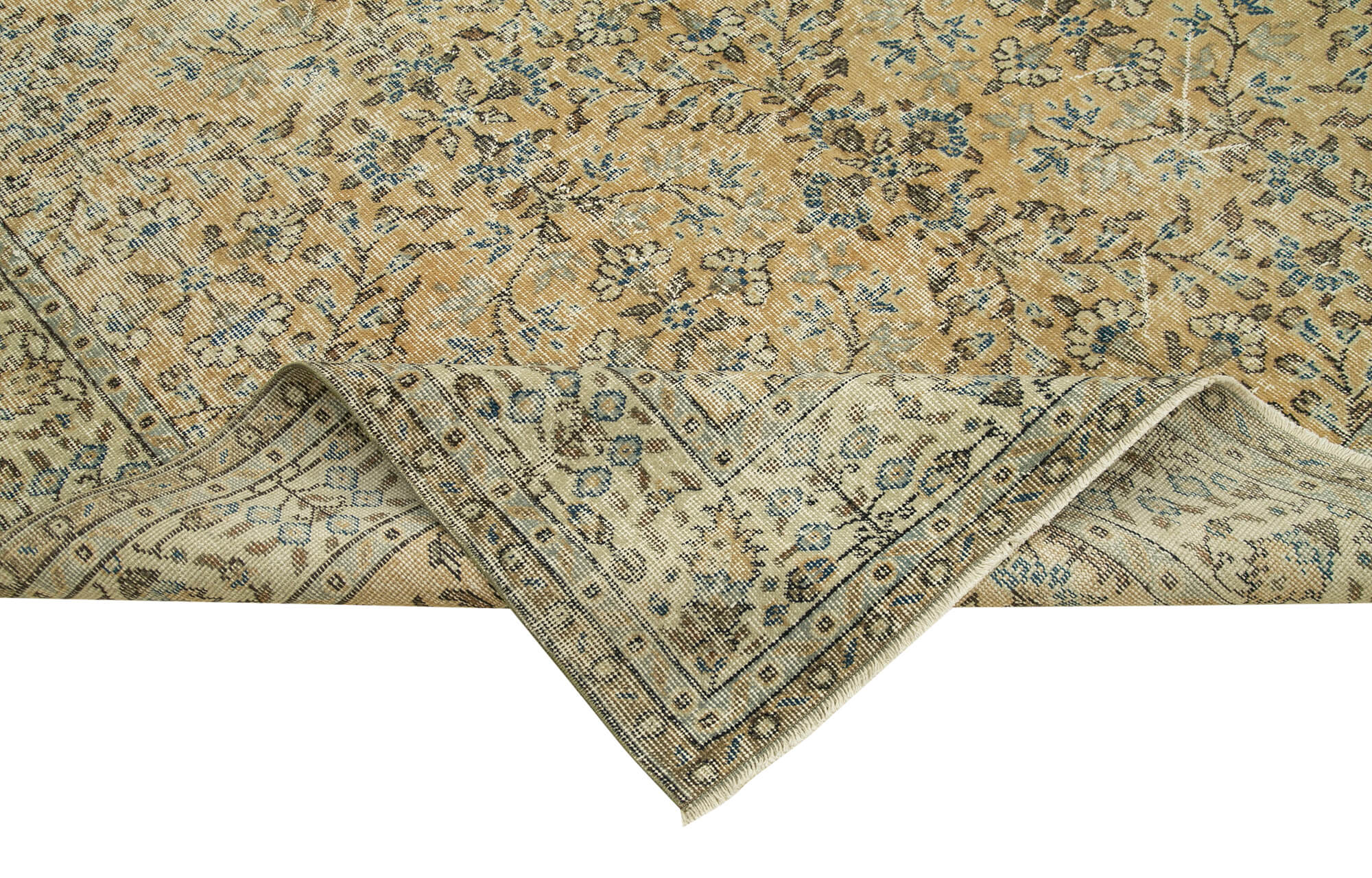 Handmade Wool Area Rug – Vintage Cotton Rug, Beige Wool Carpet 6'9''x9'9''