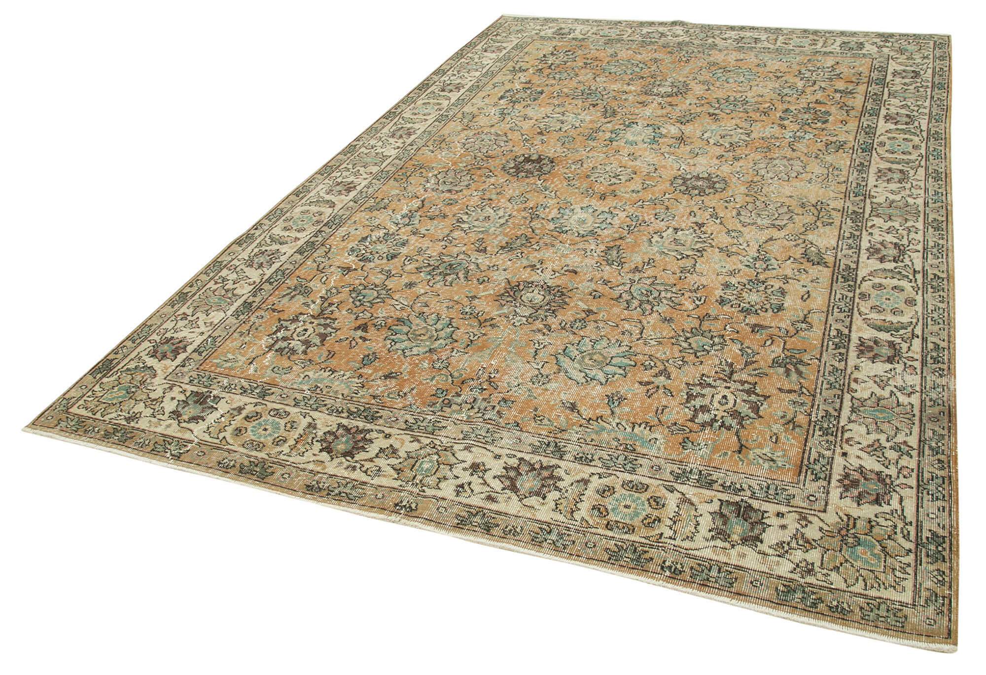 Vintage Cotton Wool Rug – Handmade Beige Wool Area Rug 6'9'' x 10'3'' | Durable Soft Texture