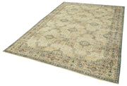 Handmade Vintage Area Rug – Kayseri Beige Cotton Wool 6'8''x9'6'' Durable Soft Floor Covering