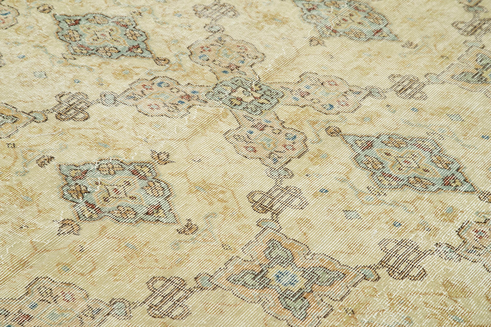 Handmade Vintage Area Rug – Kayseri Beige Cotton Wool 6'8''x9'6'' Durable Soft Floor Covering