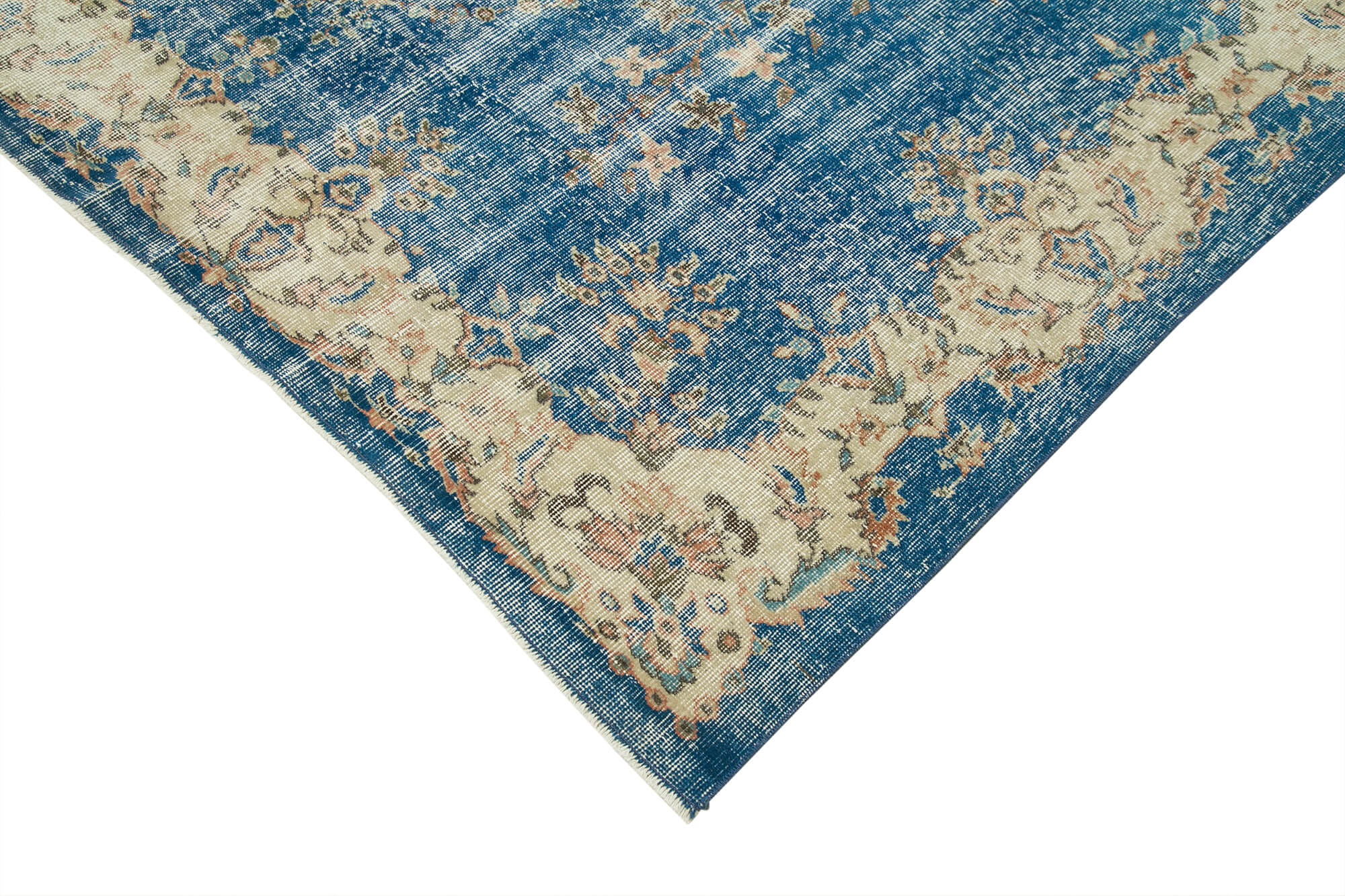 Vintage Cotton Wool Rug – Handmade Area Rug 6'9'' x 10'6'' Beige Turkish Carpet