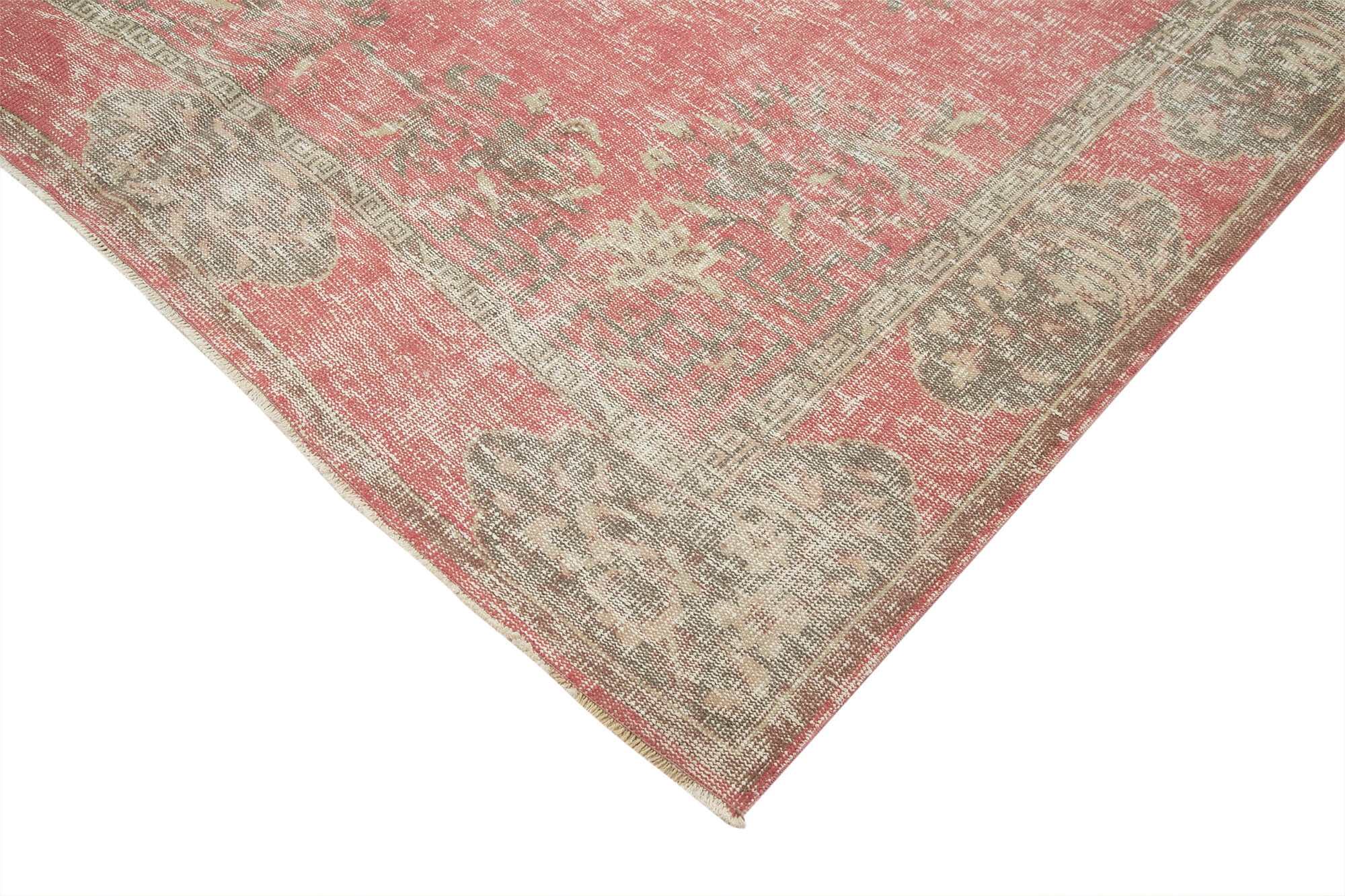 Vintage Handmade Area Rug - Hand Woven Turkish Wool Carpet 6'3"x9'3" Red Vintage Carpet