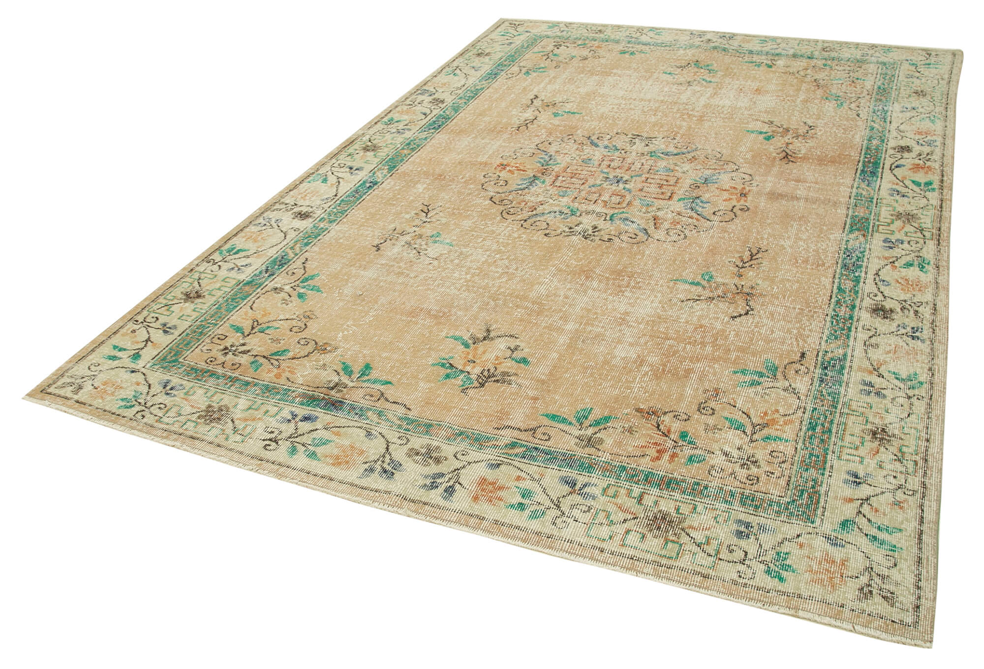 Vintage Handmade Area Rug – Hand Woven Turkish Cotton Wool Carpet 6'11''x10'5''