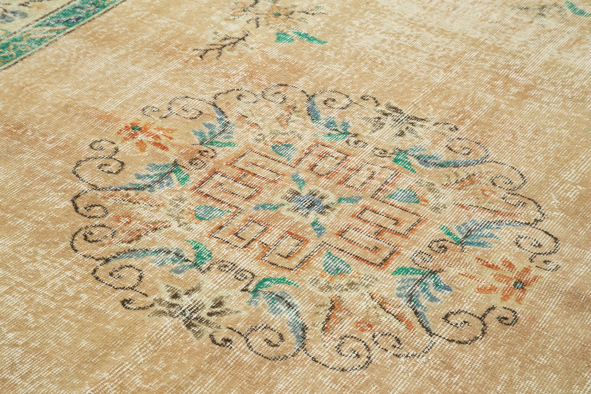 Vintage Handmade Area Rug – Hand Woven Turkish Cotton Wool Carpet 6'11''x10'5''