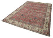 Vintage Handmade Area Rug - Kayseri Red Hand Knotted Wool Cotton Carpet 6'7''x10'