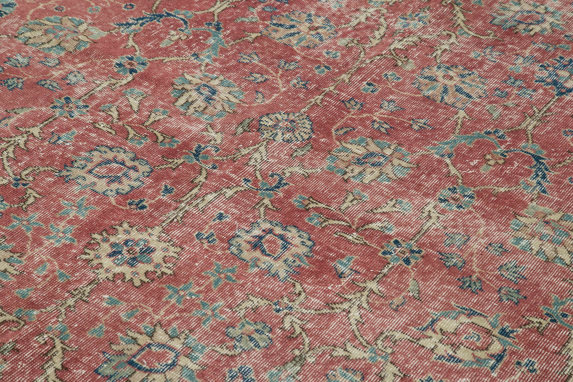 Vintage Handmade Area Rug - Kayseri Red Hand Knotted Wool Cotton Carpet 6'7''x10'