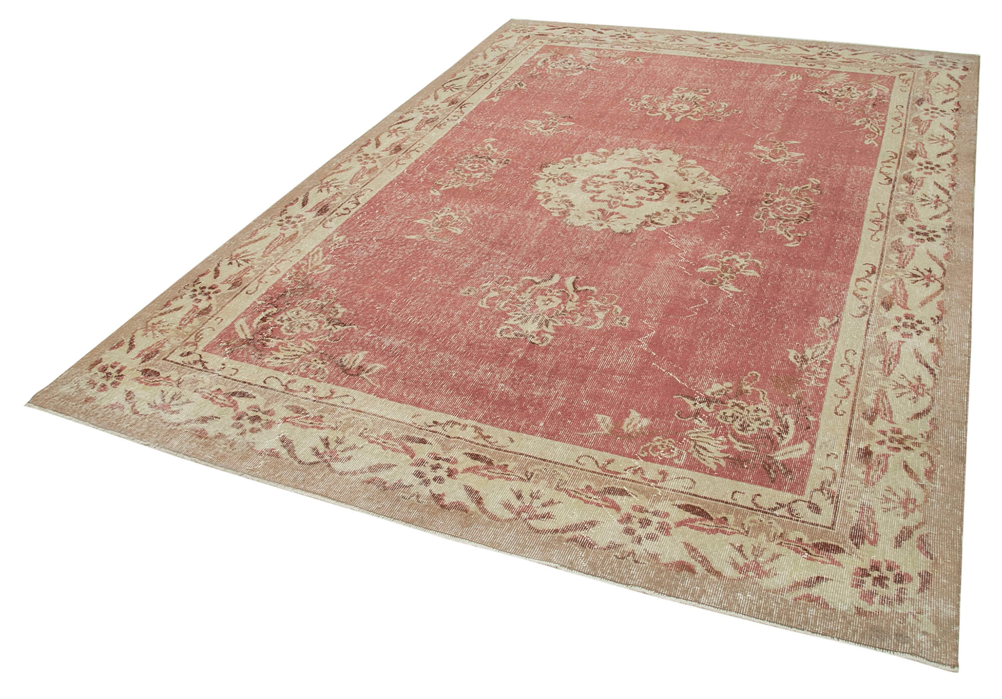 Handmade Vintage Area Rug – Classic Vintage Cotton Wool Rug 6'10'' x 10'1''