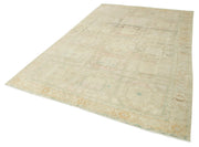 Handmade Vintage Area Rug - Kayseri Wool Cotton 6'5''x9'8'' Neutral Beige