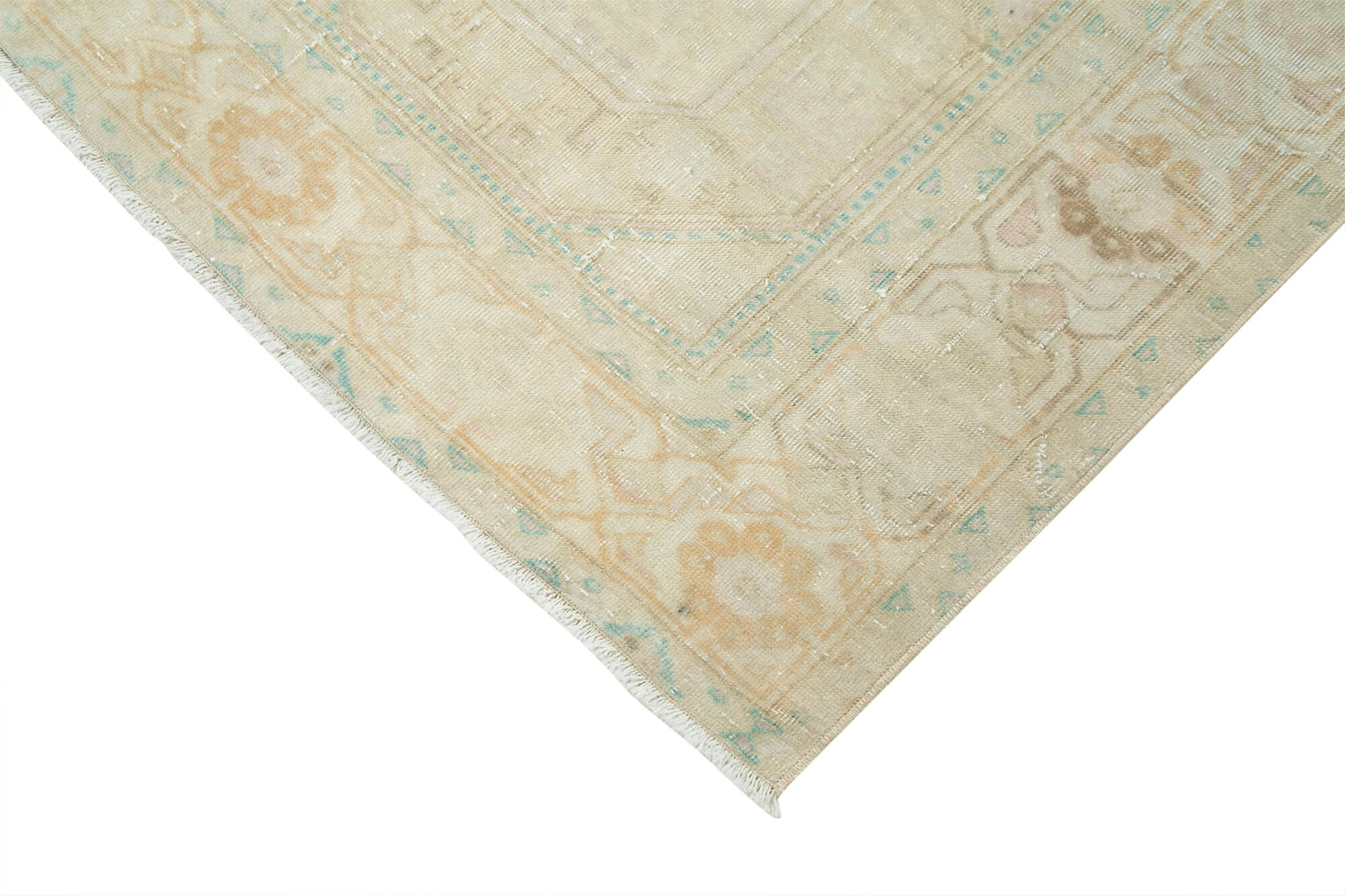 Handmade Vintage Area Rug - Kayseri Wool Cotton 6'5''x9'8'' Neutral Beige