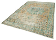 Vintage Cotton Wool Rug – Handmade Area Rug, Turkish Wool Carpet 6'9''x10'5'' Beige