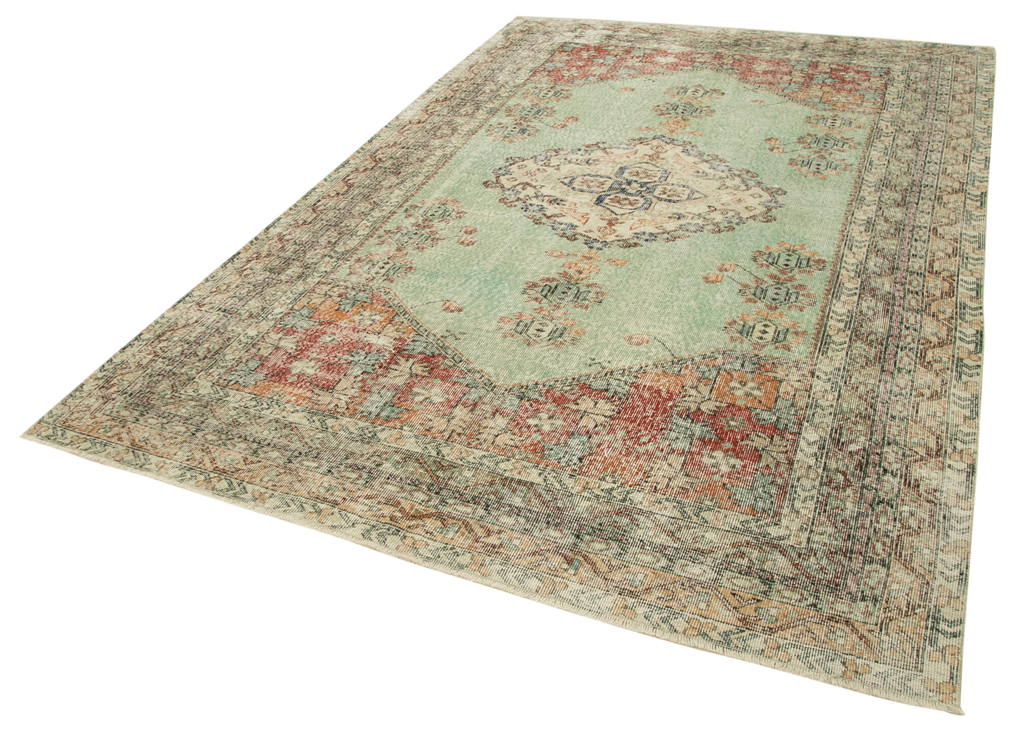 Vintage Cotton Wool Rug – Handmade Area Rug 6'5''x10'2'' | Turkish Vintage Carpet