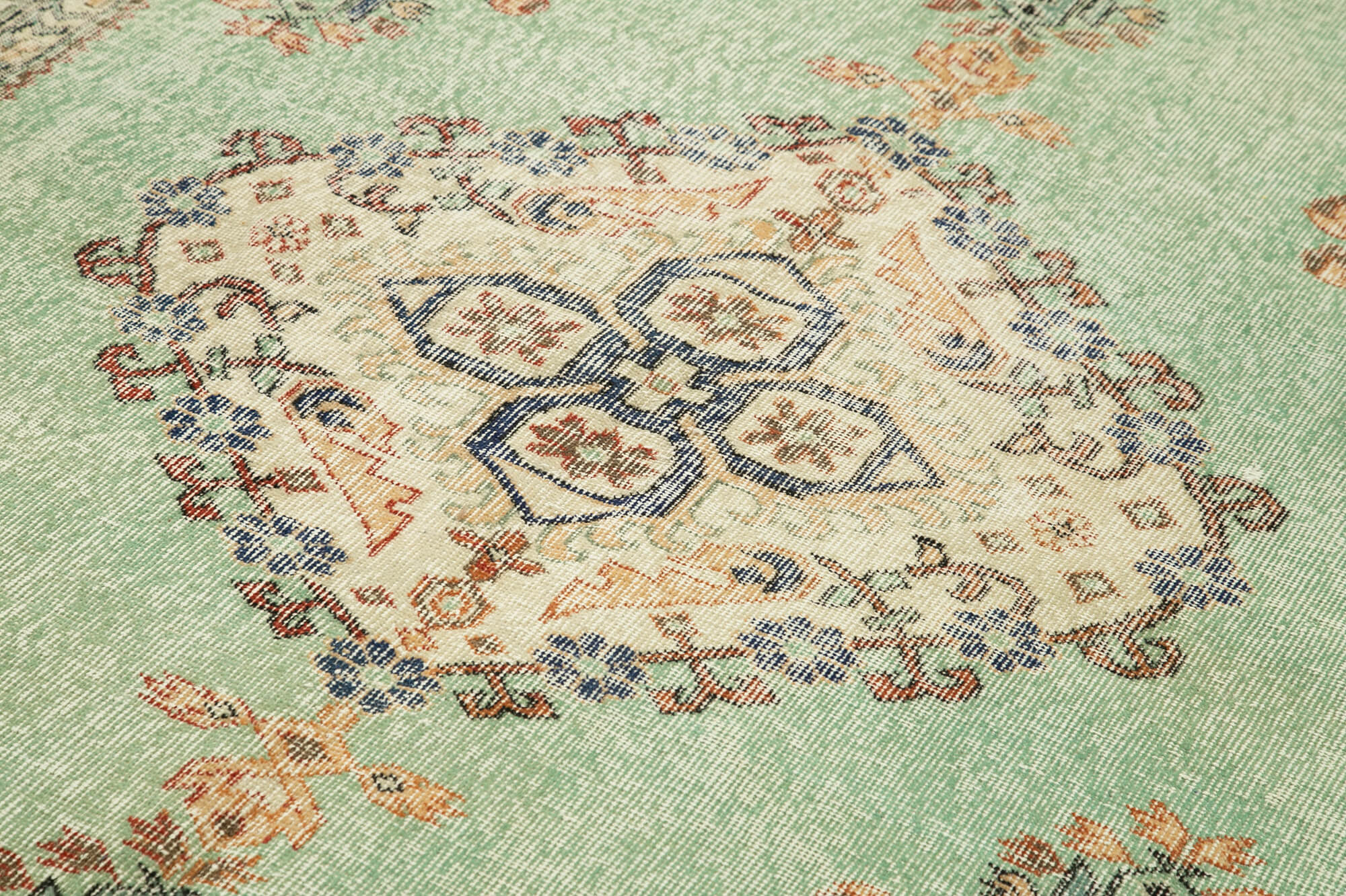 Vintage Cotton Wool Rug – Handmade Area Rug 6'5''x10'2'' | Turkish Vintage Carpet