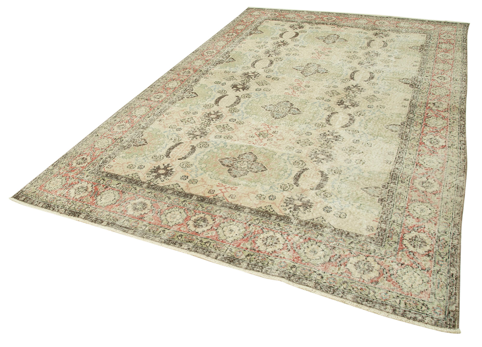 Vintage Cotton Wool Rug – Handmade Kayseri Area Rug 6'5'' x 10'3'' Beige Wool