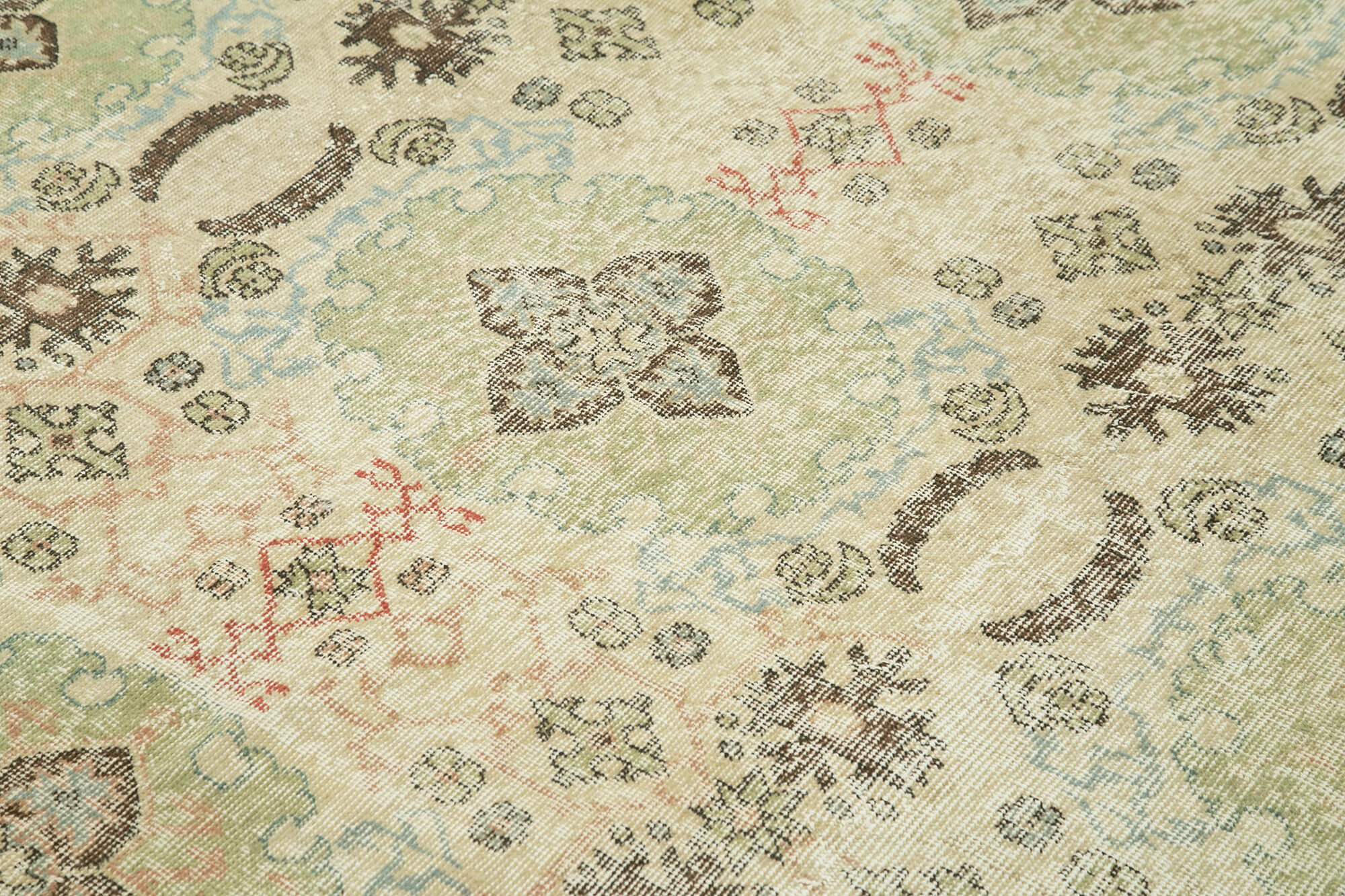 Vintage Cotton Wool Rug – Handmade Kayseri Area Rug 6'5'' x 10'3'' Beige Wool