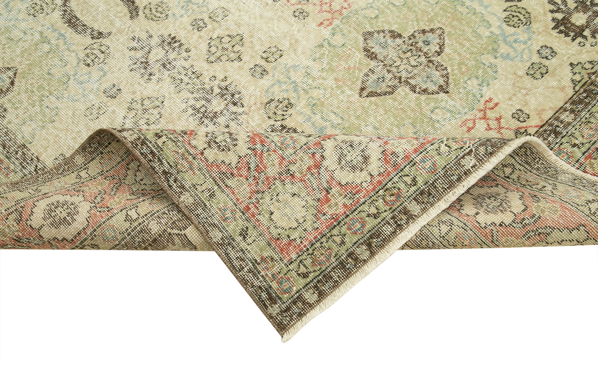 Vintage Cotton Wool Rug – Handmade Kayseri Area Rug 6'5'' x 10'3'' Beige Wool