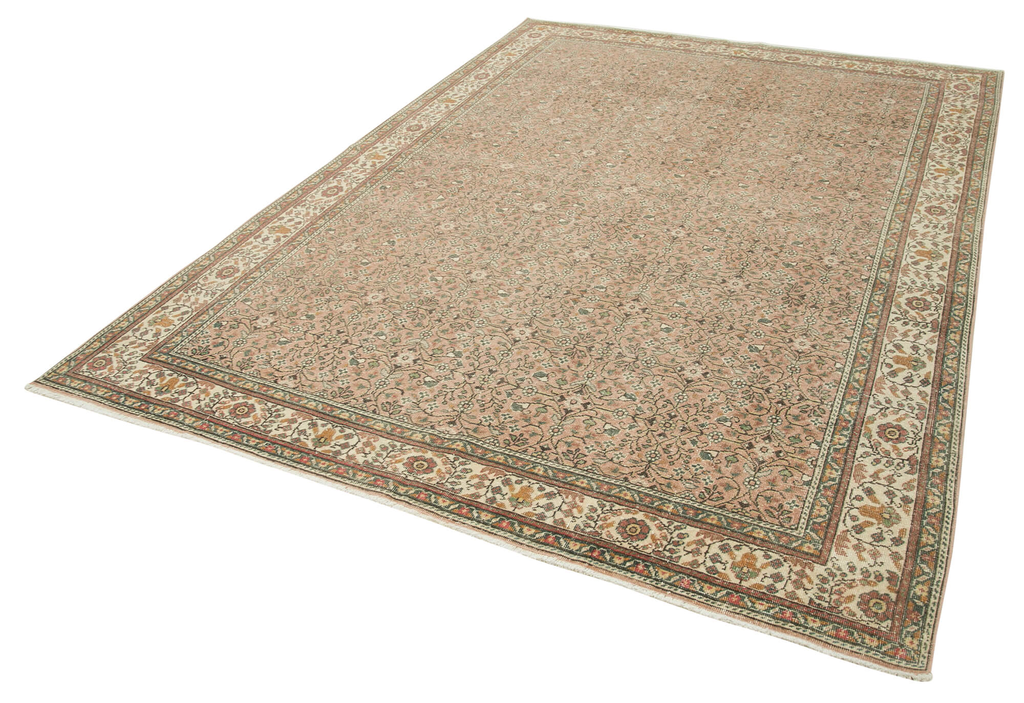 Vintage Cotton Wool Rug | Durable Handmade Rug - Turkish Vintage Carpet 6'7''x9'2''