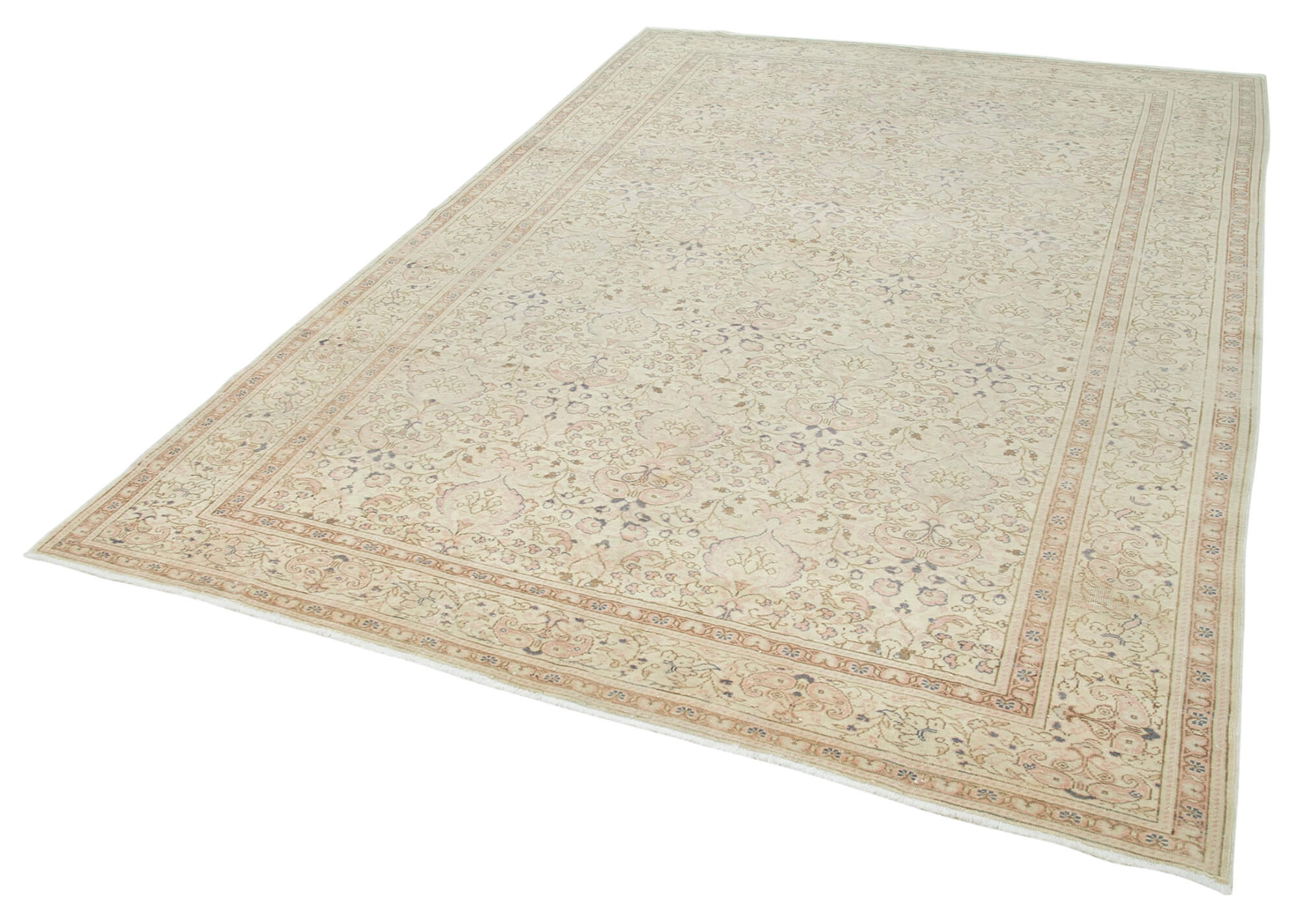 Vintage Handmade Area Rug – Authentic Kayseri Cotton Wool Rug 6'7''x9'9''
