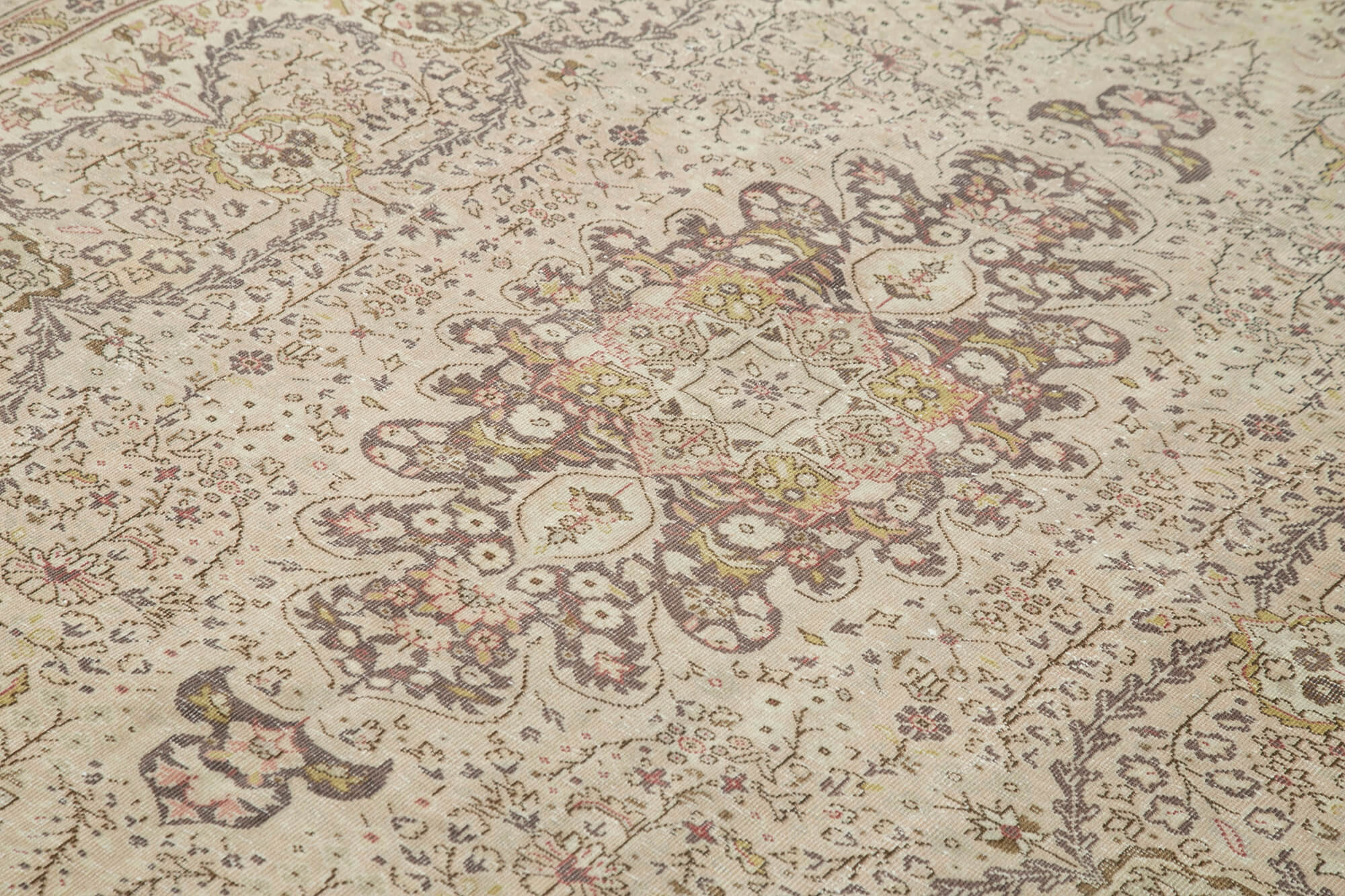 Handmade Vintage Area Rug - Beige Turkish Wool Rug 7'1''x9'6'' | Soft Cotton Blend