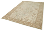 Vintage Handmade Area Rug - Kayseri Beige Wool Cotton Carpet 6'7''x9'7''