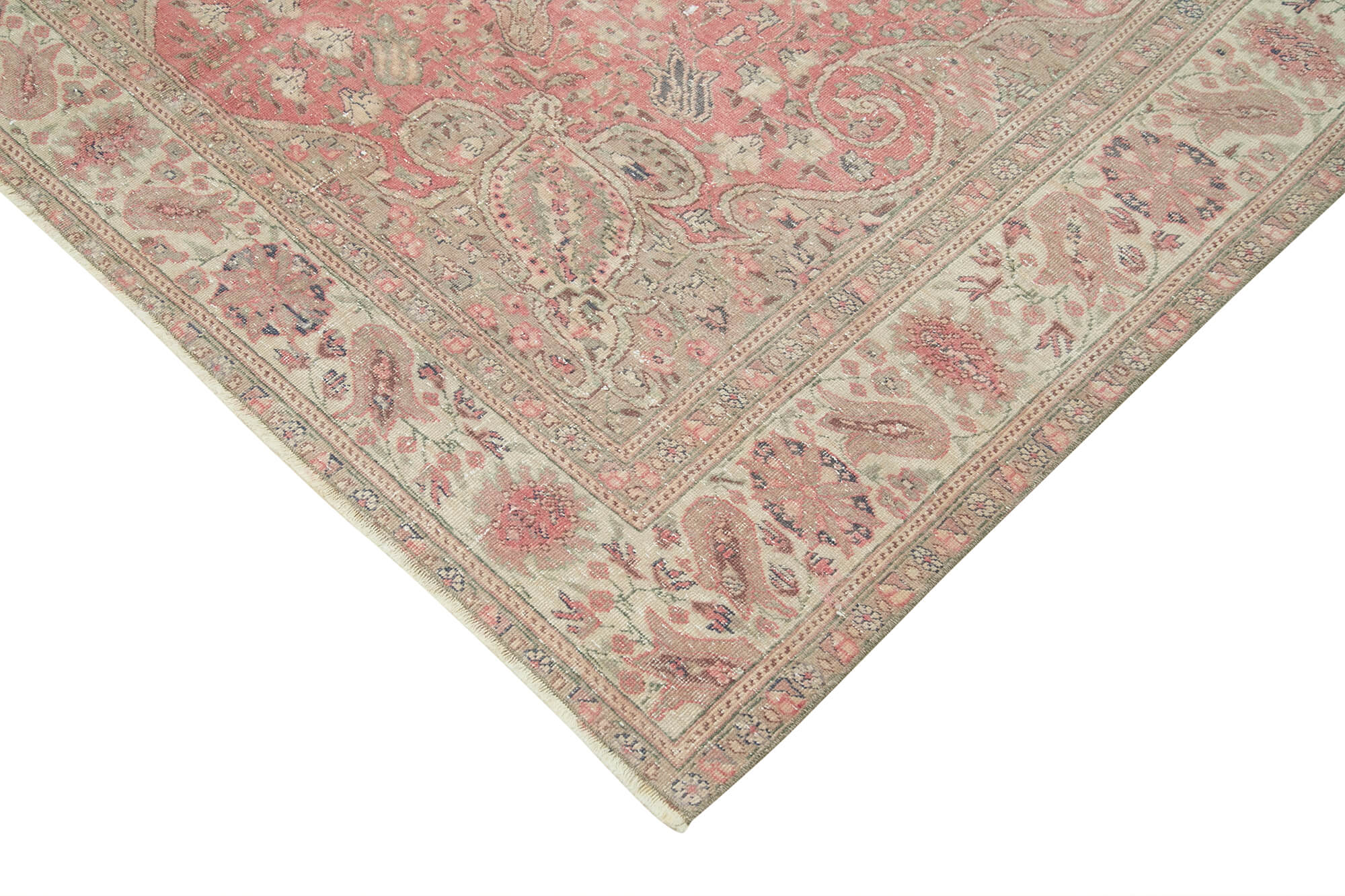 Handmade Vintage Area Rug - Kayseri Cotton Wool Blend Carpet 6'3''x9'6'' Beige
