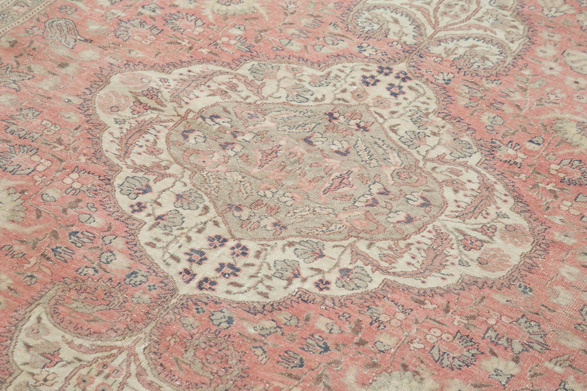 Handmade Vintage Area Rug - Kayseri Cotton Wool Blend Carpet 6'3''x9'6'' Beige