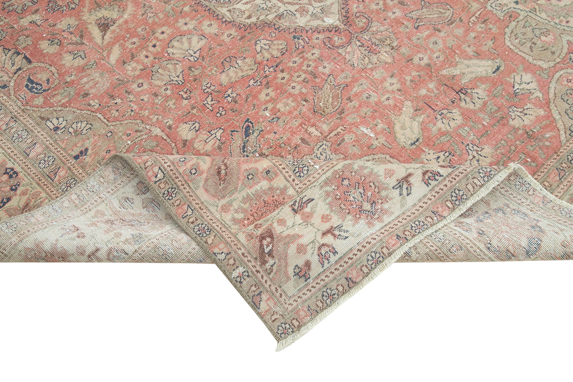 Handmade Vintage Area Rug - Kayseri Cotton Wool Blend Carpet 6'3''x9'6'' Beige