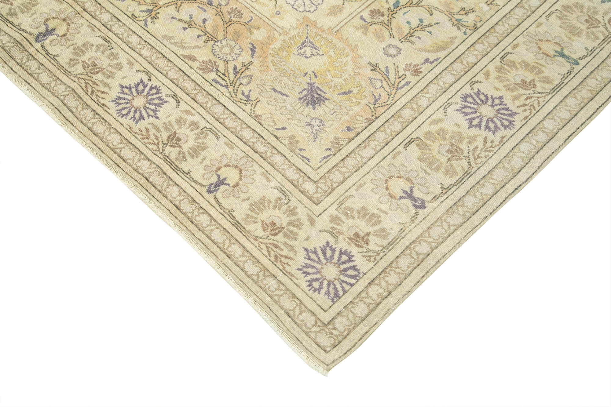 Handmade Wool Area Rug – Vintage Cotton Rug, Beige Wool Rug 6'4''x10'0'' Classic Area Carpet