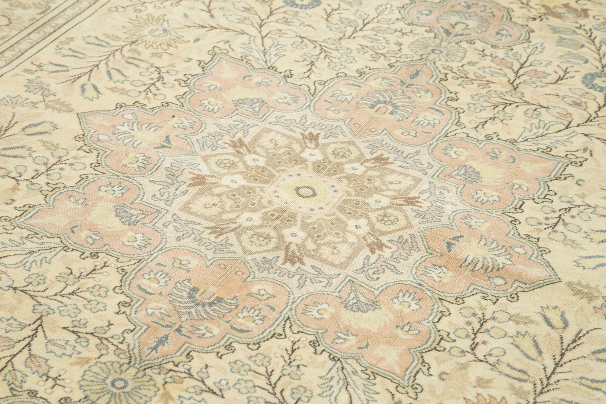 Handmade Wool Area Rug – Vintage Cotton Rug, Beige Wool Rug 6'4''x10'0'' Classic Area Carpet
