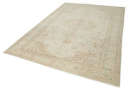 Handmade Vintage Area Rug – Kayseri Beige Wool Cotton Blend Classic Carpet 6'6''x9'10''