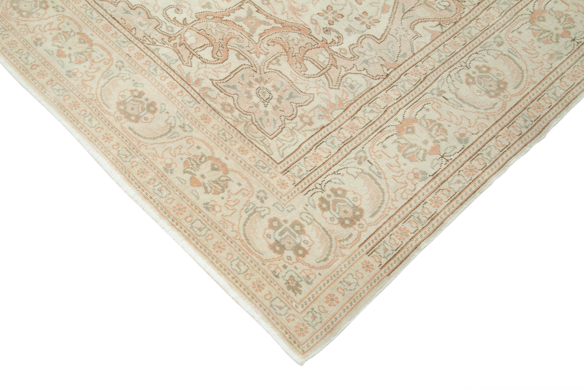 Handmade Vintage Area Rug – Kayseri Beige Wool Cotton Blend Classic Carpet 6'6''x9'10''