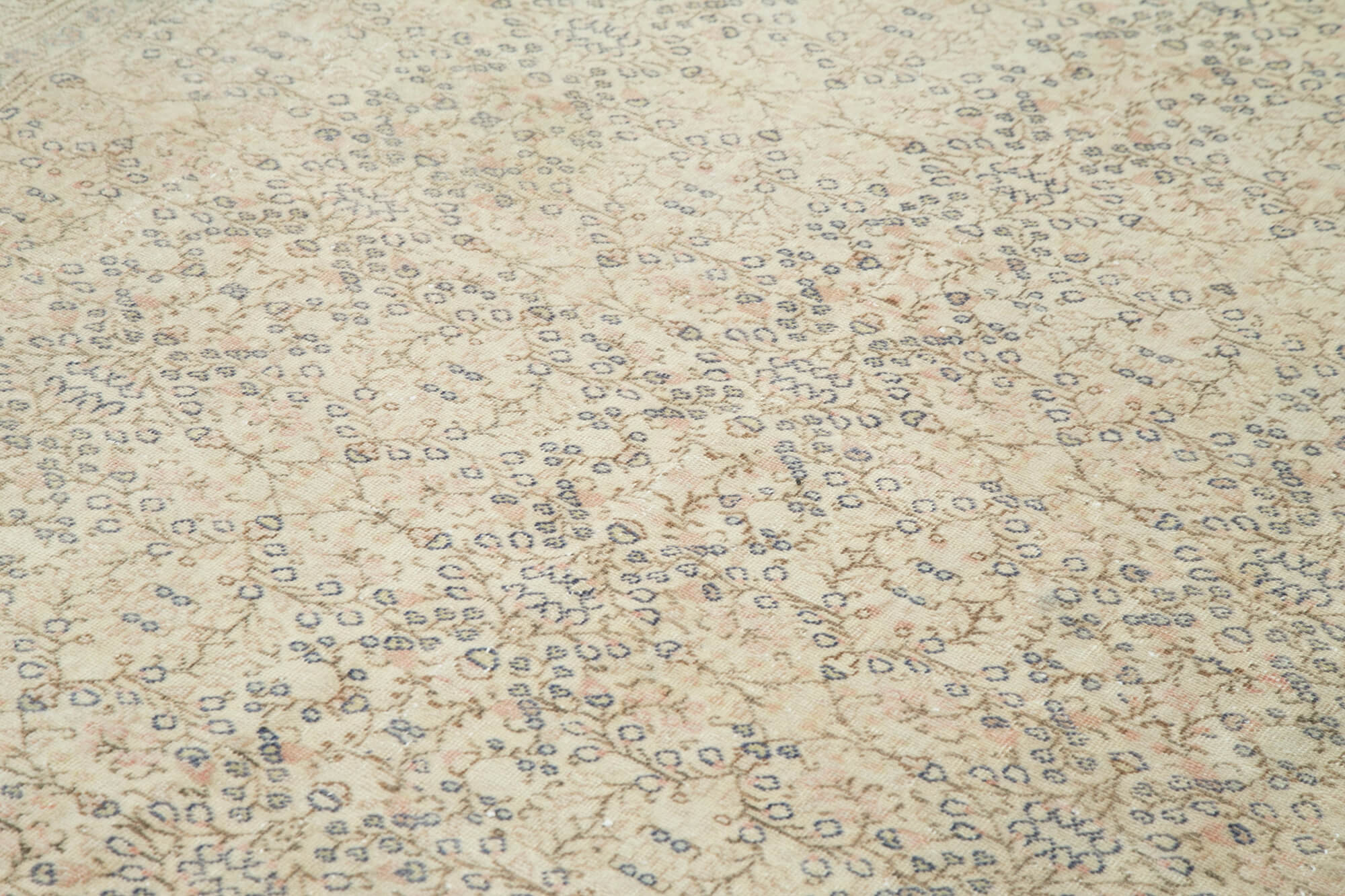 Vintage Cotton Wool Rug – Handmade Area Rug 6'7''x9'4'' Beige Wool Mat