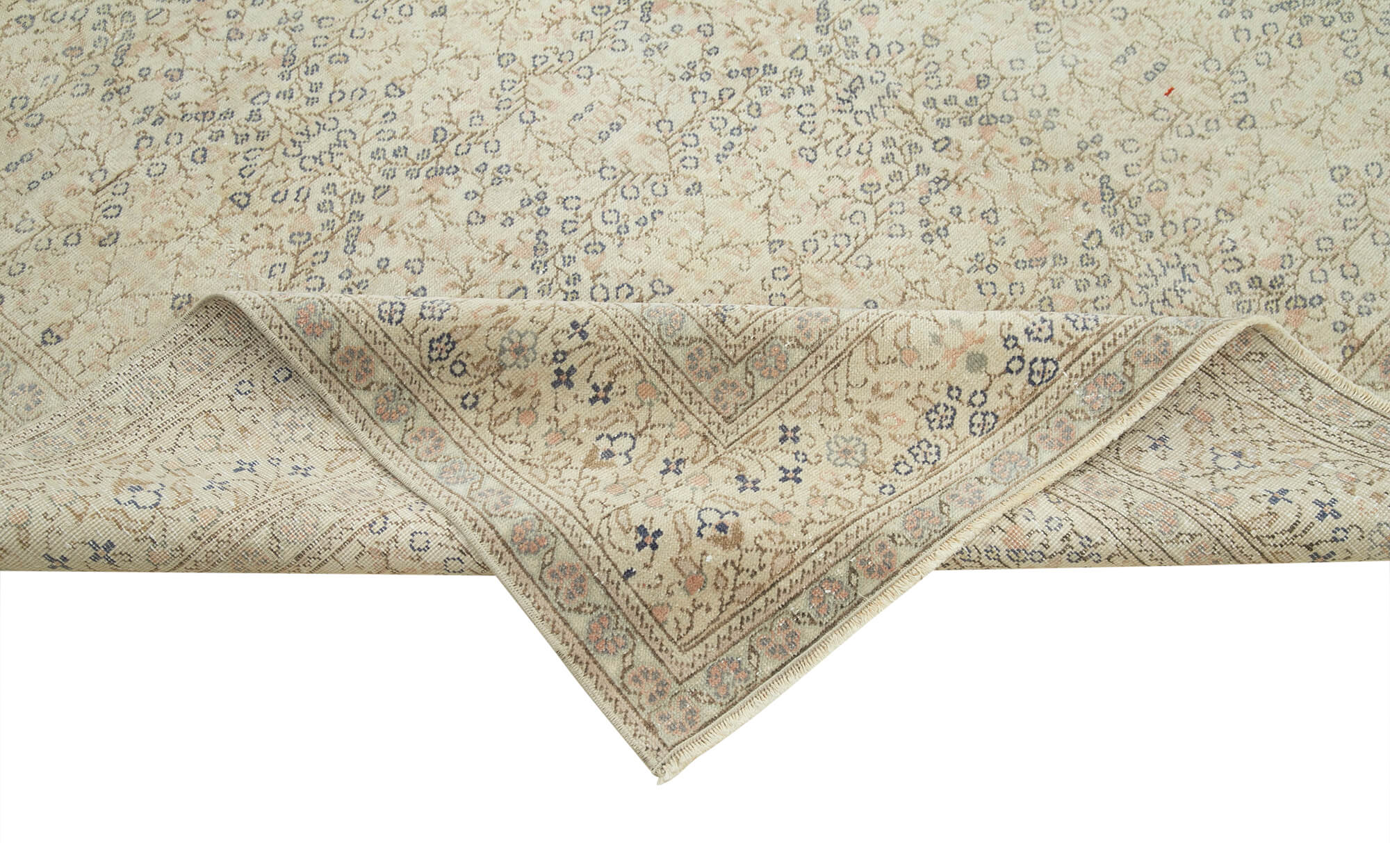 Vintage Cotton Wool Rug – Handmade Area Rug 6'7''x9'4'' Beige Wool Mat