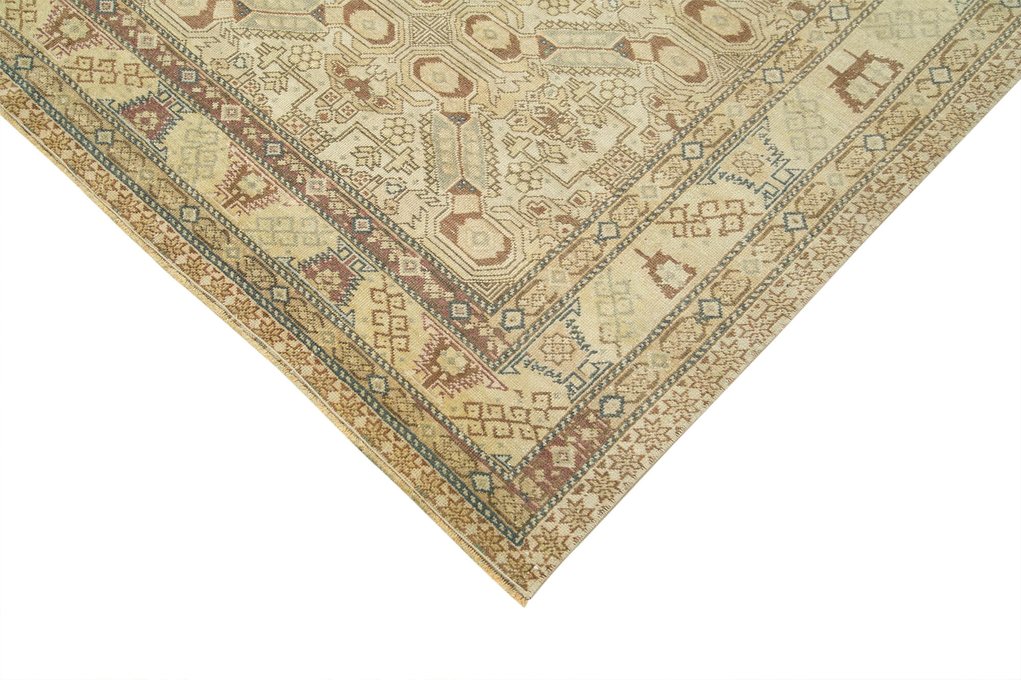 Vintage Cotton Wool Rug – Handmade Area Rug 6'5''x9'2'' Beige Turkish Carpet