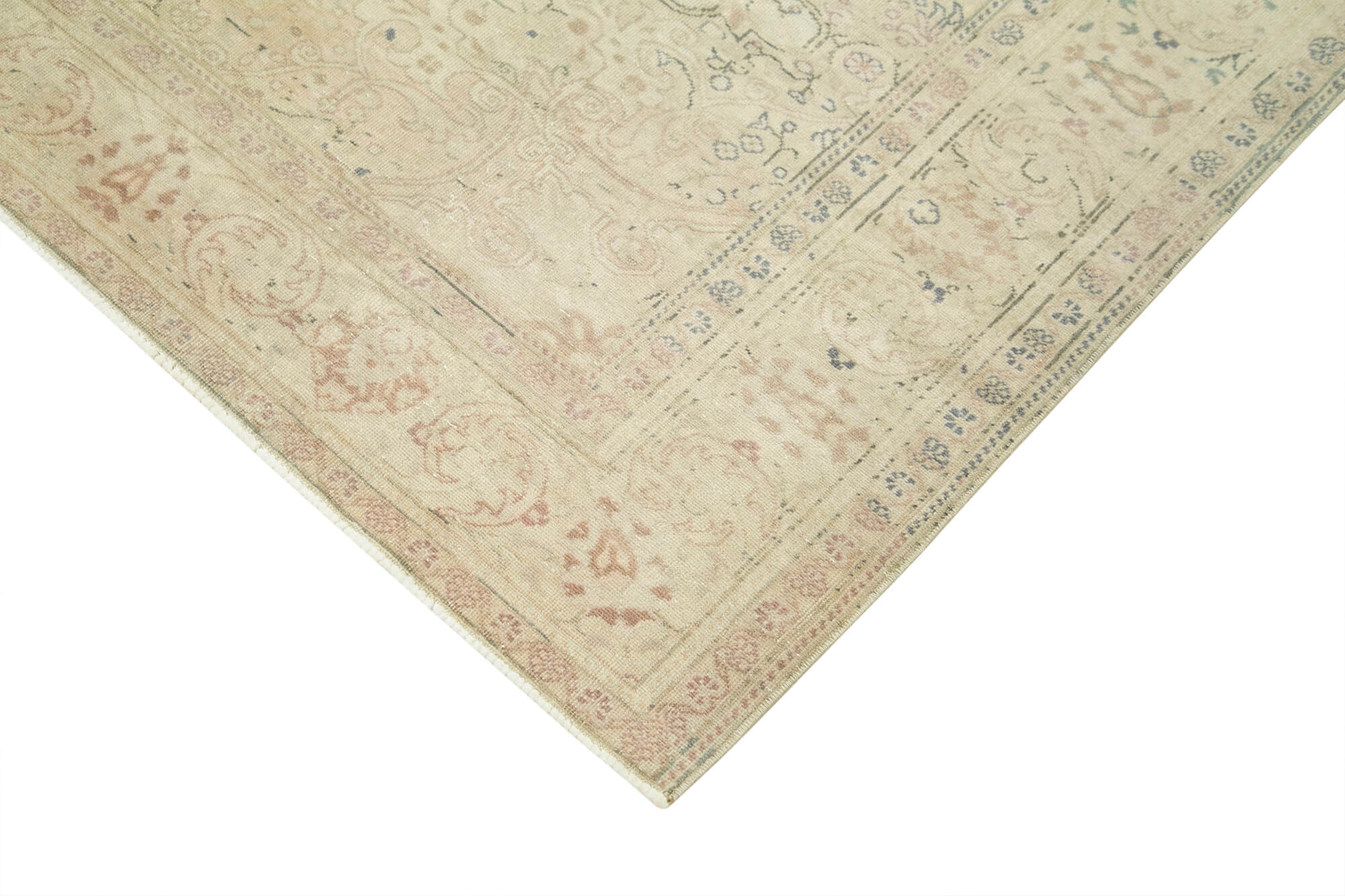 Vintage Handmade Area Rug – Kayseri Beige Cotton Wool Hand Woven Rug 6'3''x9'10''