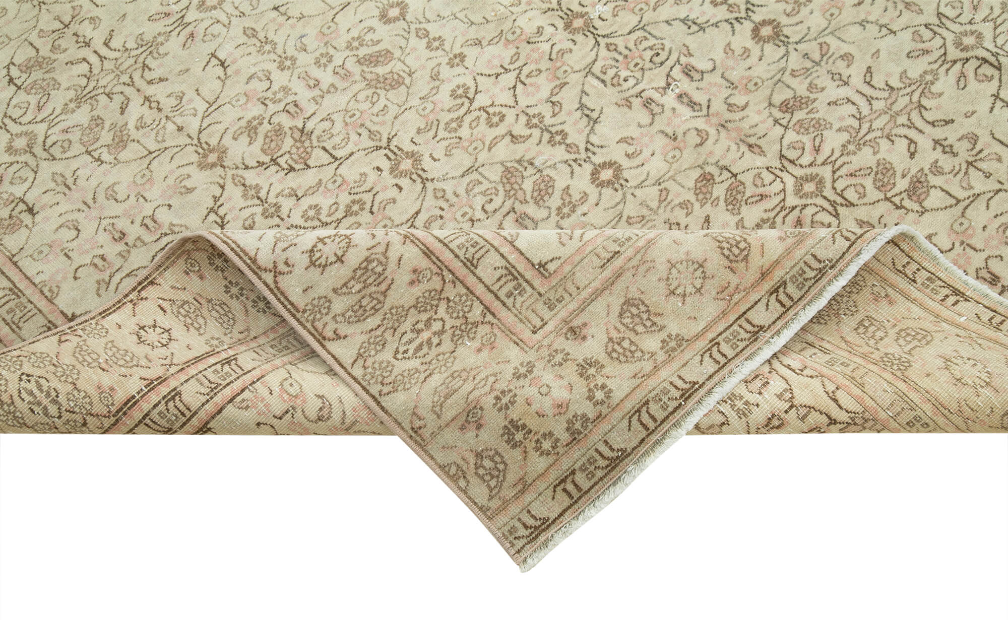 Vintage Wool Area Rug – Hand Knotted Cotton Wool Carpet 6'x9'5'' Beige