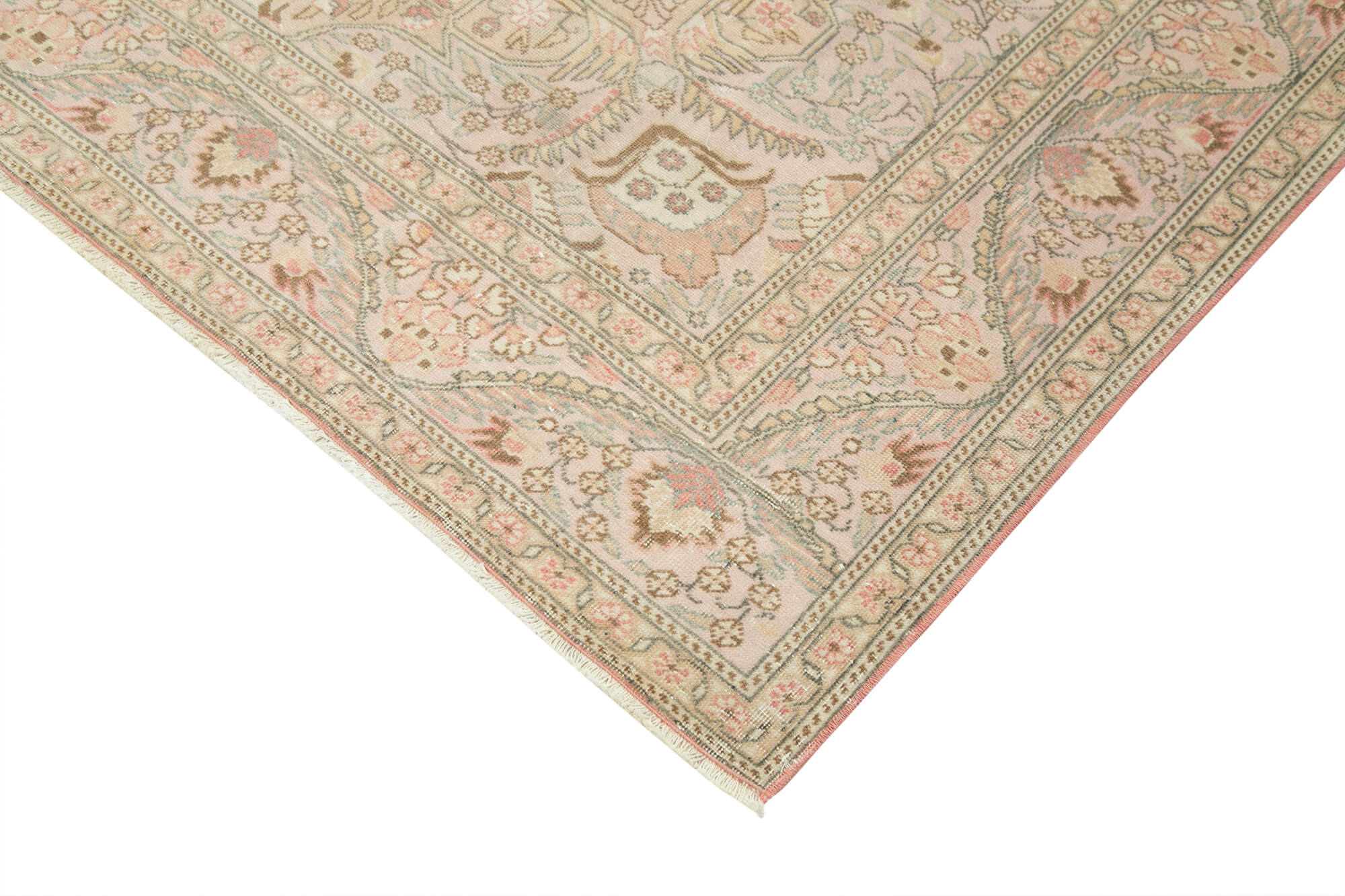 Handmade Vintage Area Rug – Kayseri Beige Wool Cotton Rug 6'7''x10'5''