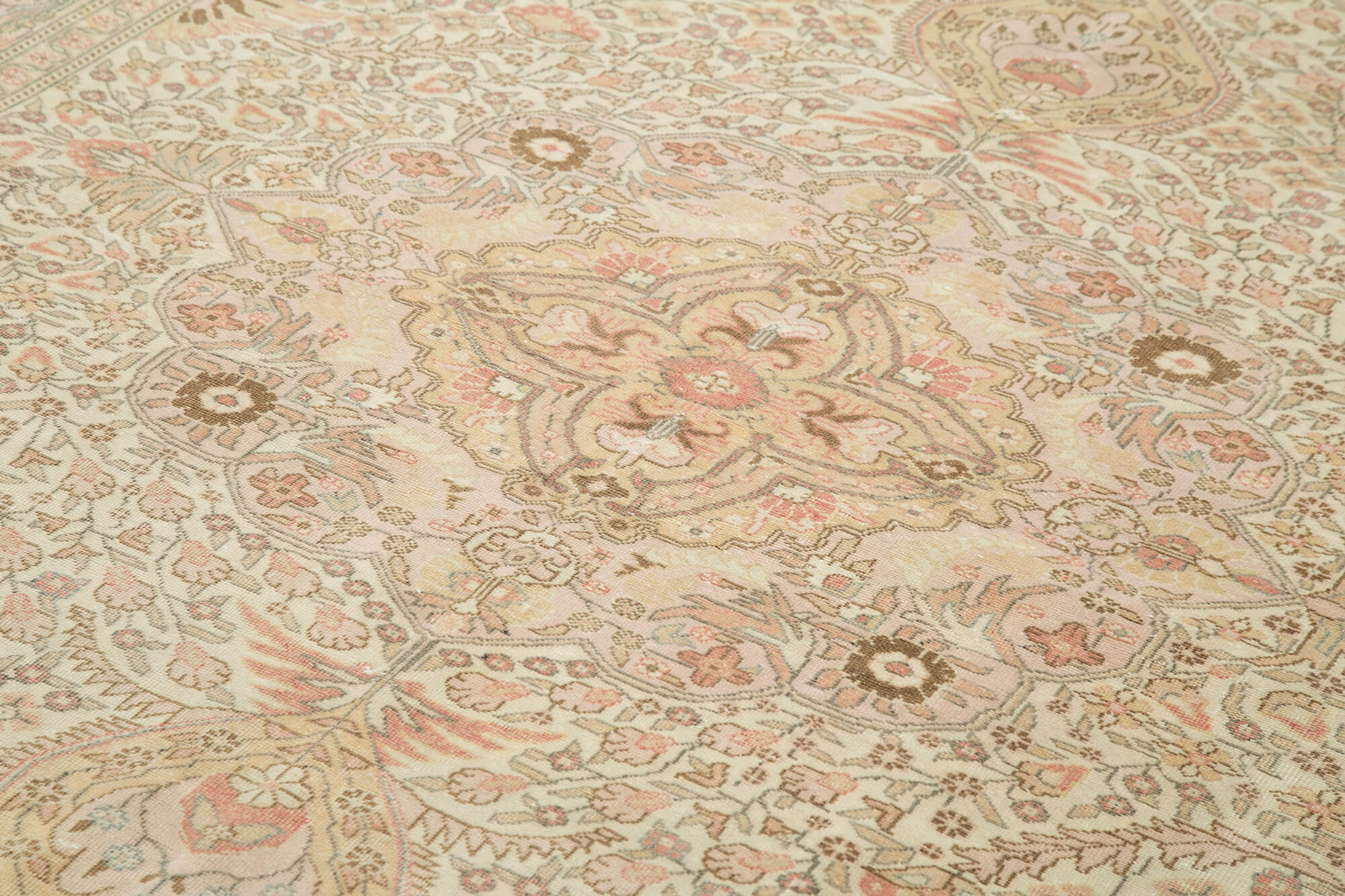 Handmade Vintage Area Rug – Kayseri Beige Wool Cotton Rug 6'7''x10'5''