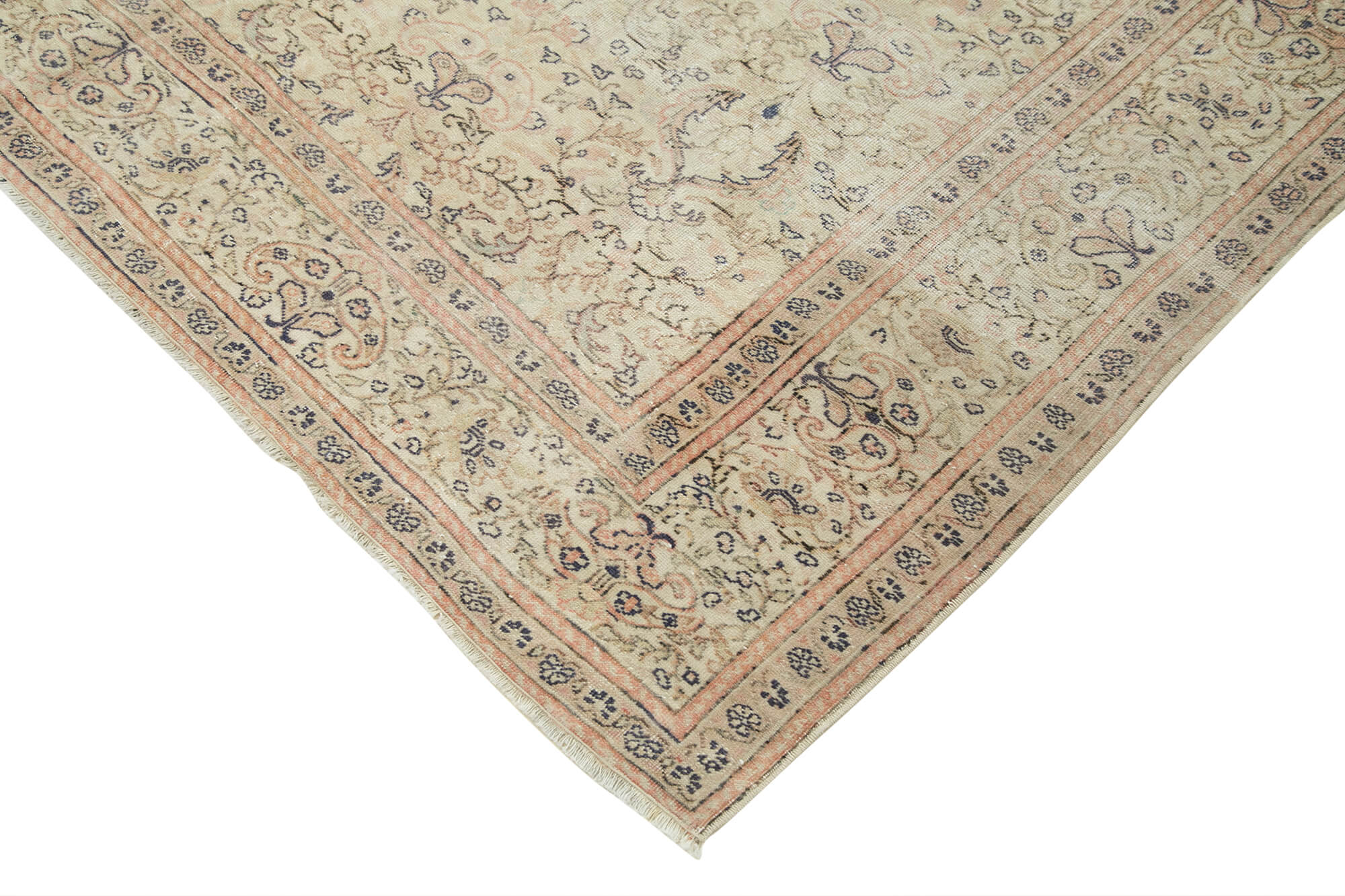 Handmade Wool Area Rug – Kayseri Vintage Beige Cotton Wool Blend 6'4''x9'8''