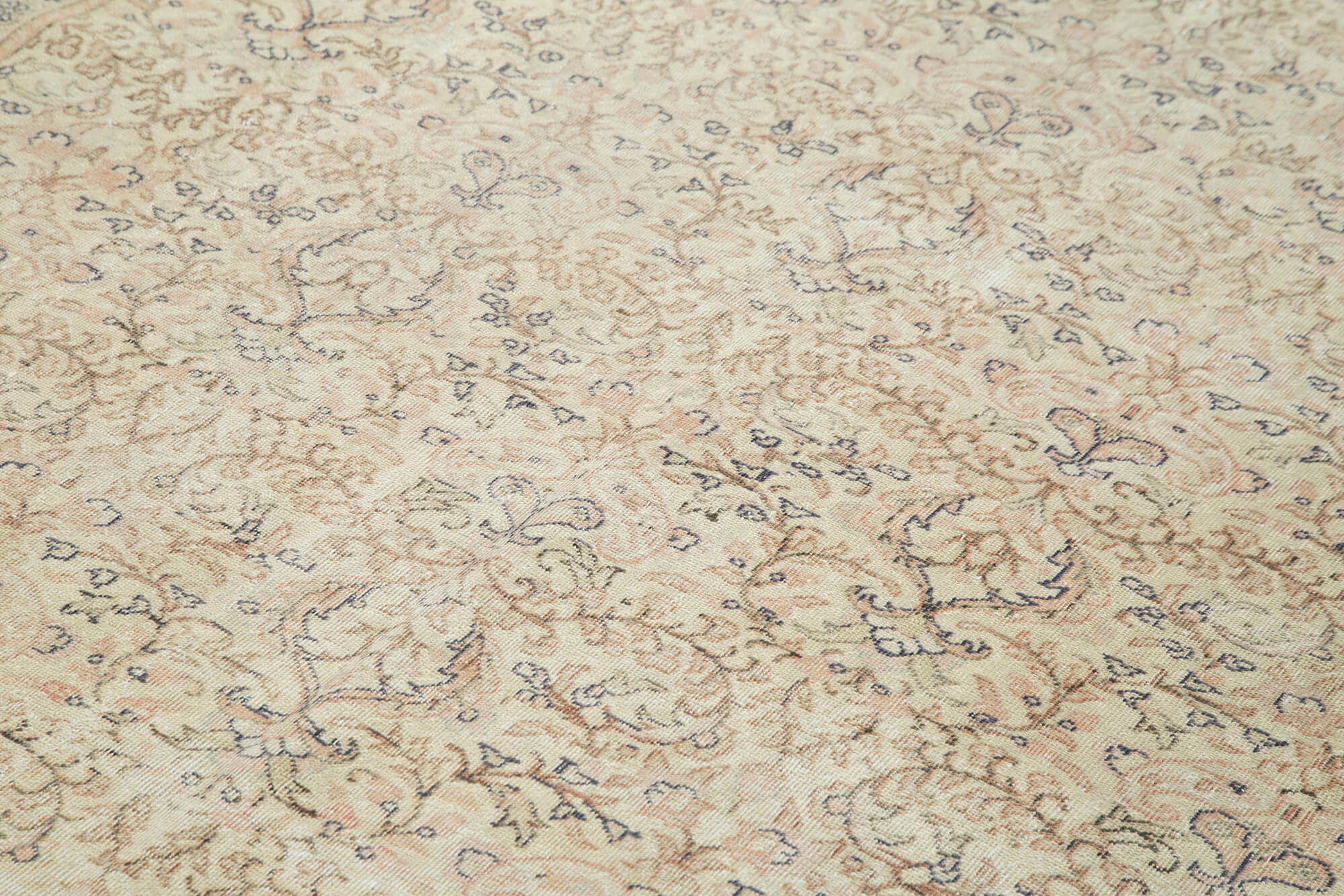 Handmade Wool Area Rug – Kayseri Vintage Beige Cotton Wool Blend 6'4''x9'8''