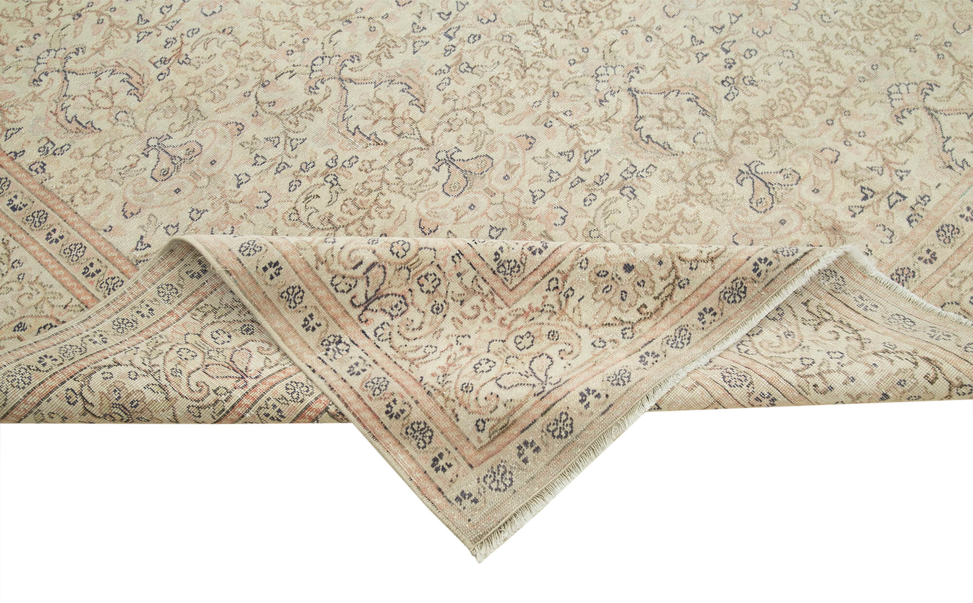 Handmade Wool Area Rug – Kayseri Vintage Beige Cotton Wool Blend 6'4''x9'8''