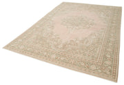 Vintage Wool Area Rug - Handmade Cotton Rug 6'9''x10'0'' Beige Wool Carpet