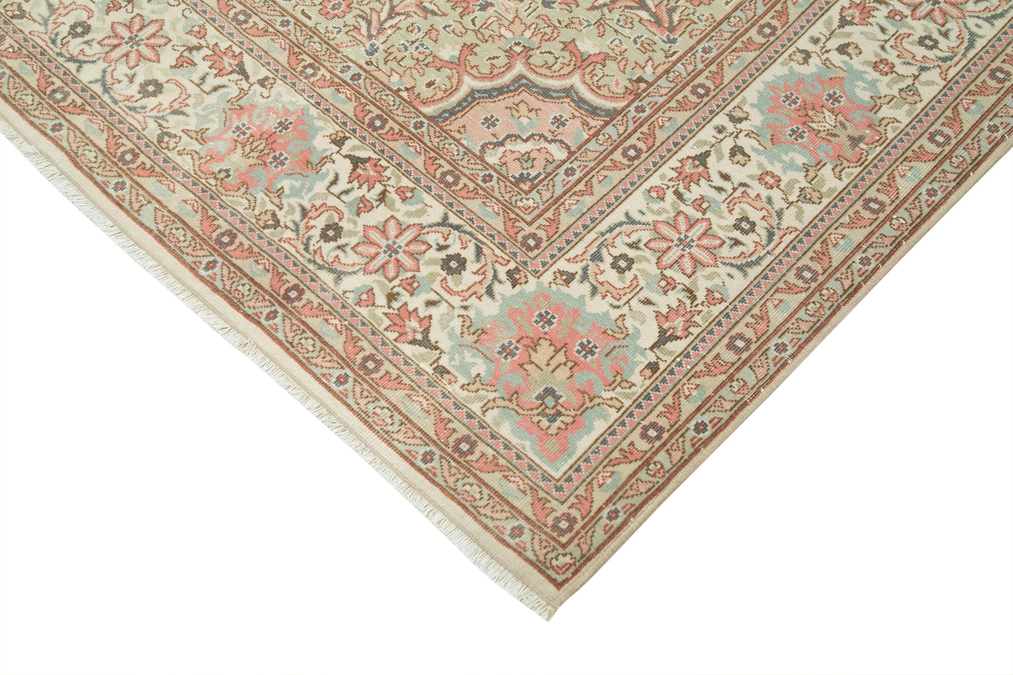 Vintage Cotton Wool Rug – Handmade Area Rug 6'9''x9'10'' Neutral Beige Classic Style