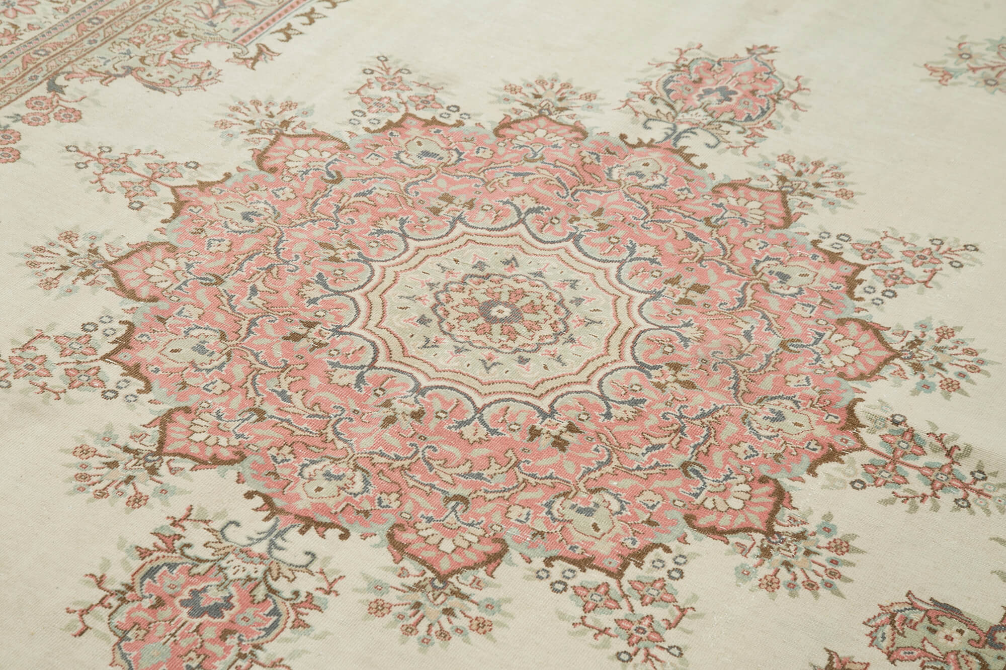 Vintage Cotton Wool Rug – Handmade Area Rug 6'9''x9'10'' Neutral Beige Classic Style