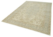 Handmade Vintage Area Rug - Kayseri Beige Cotton Wool Blend Carpet 6'11''x10'3''