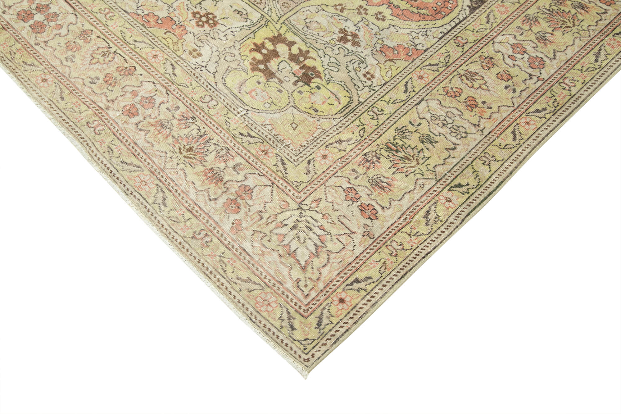 Vintage Cotton Wool Rug - Handmade Area Rug 6'4" x 9'9" | Neutral Beige Turkish Carpet