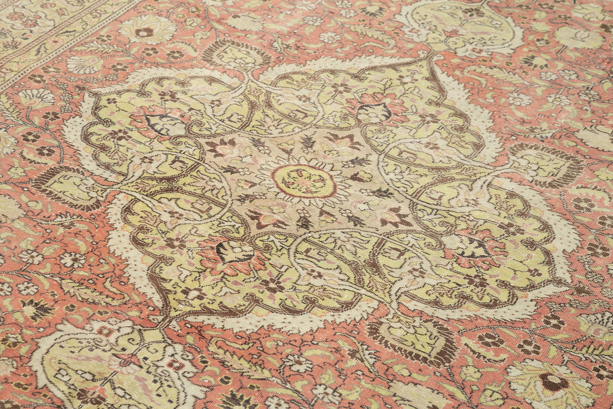 Vintage Cotton Wool Rug - Handmade Area Rug 6'4" x 9'9" | Neutral Beige Turkish Carpet