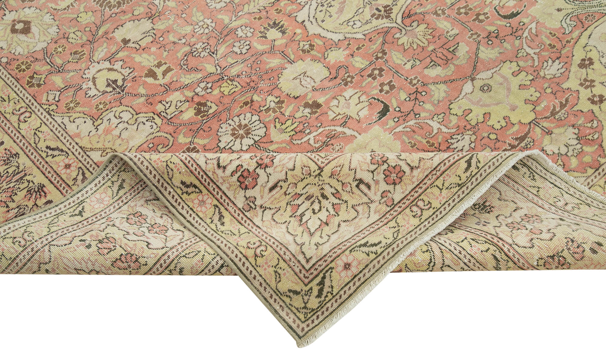 Vintage Cotton Wool Rug - Handmade Area Rug 6'4" x 9'9" | Neutral Beige Turkish Carpet
