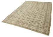 Vintage Handmade Area Rug - Kayseri Beige Cotton Wool Hand Woven Rug 6'5''x9'9''